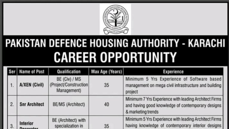 Pakistan Defence Housing Authority Karachi Jobs DHA 2024